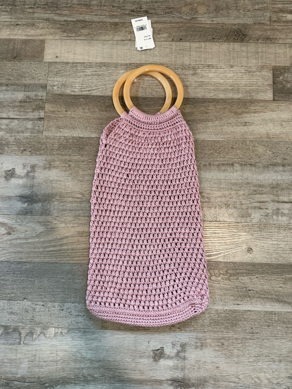 Pink Crochet Tote with Ring Handles